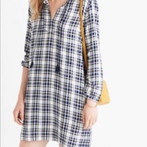 Madewell Plaid Artiste Tunic Dress Blue XS Pockets